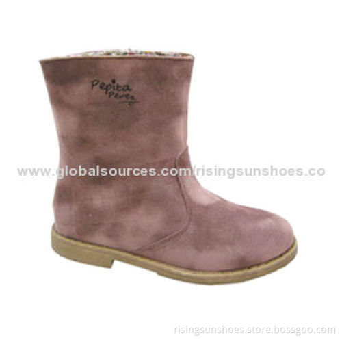 Children's casual shoes, fake suede upper with short shaft, comfortable rubber out-sole/OEM welcomed
